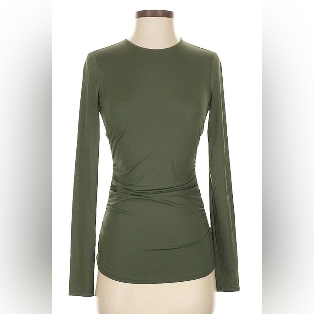 NWT!  Women’s Theory Pima Knit Cotton Jersey Ruched LS Top Size Large